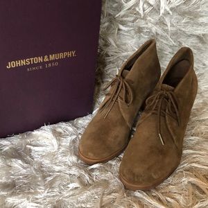 Tan suede lace up heels - Johnston & Murphy